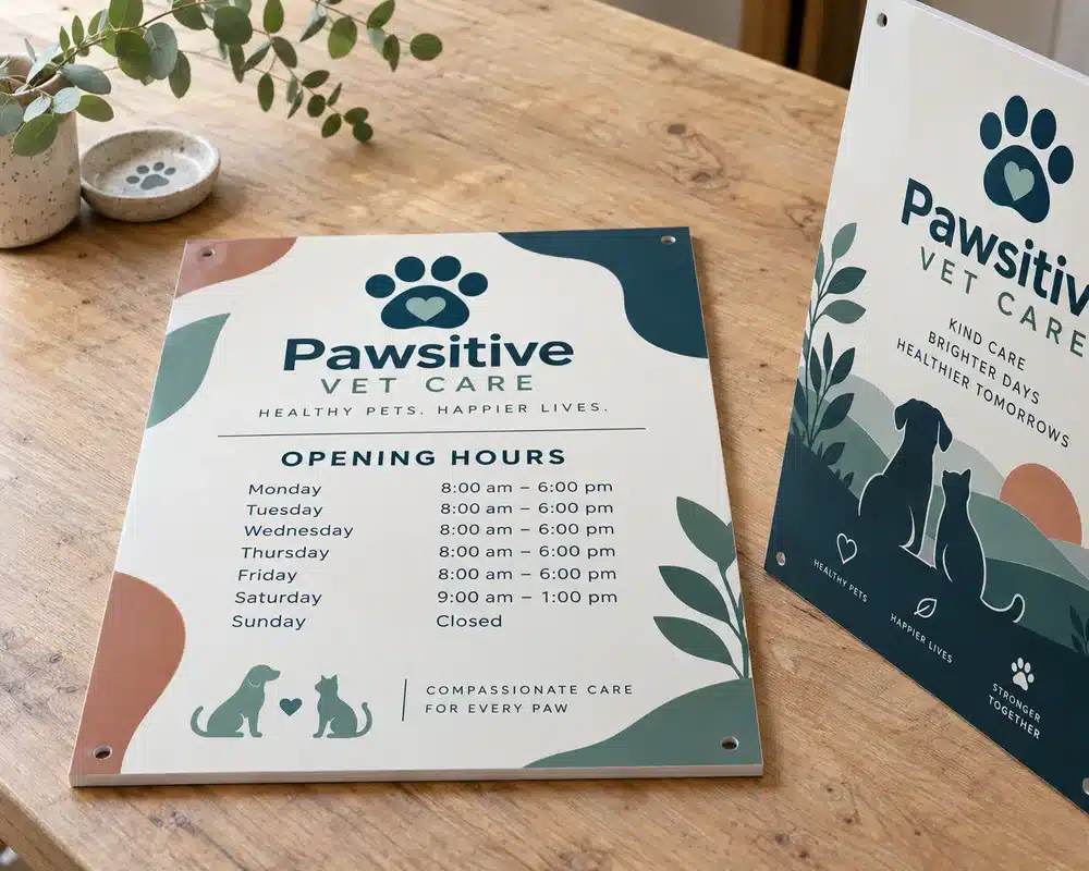 Printed rigid PVC foam board signs with drilled corners