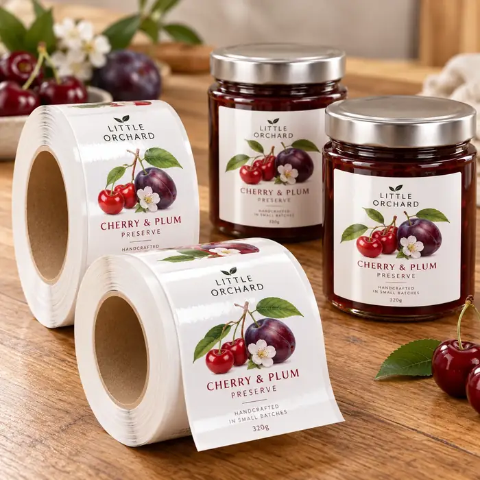 White gloss paper roll labels